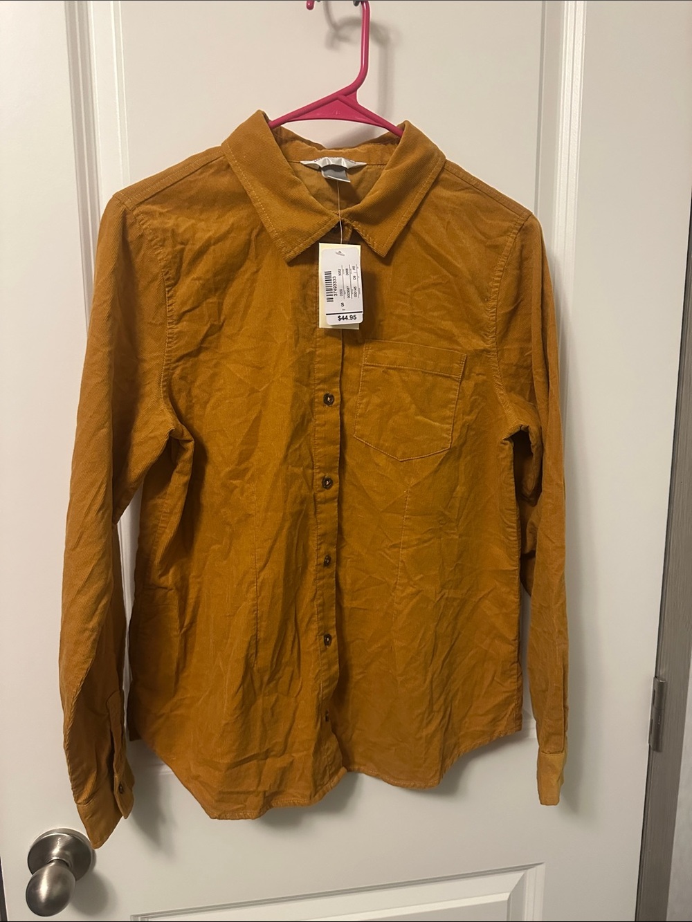 Christopher & Banks Mustard Corduroy Button-Up Shirt